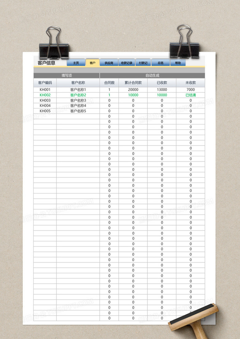 各类合同管理Excel模板下载-86资源网