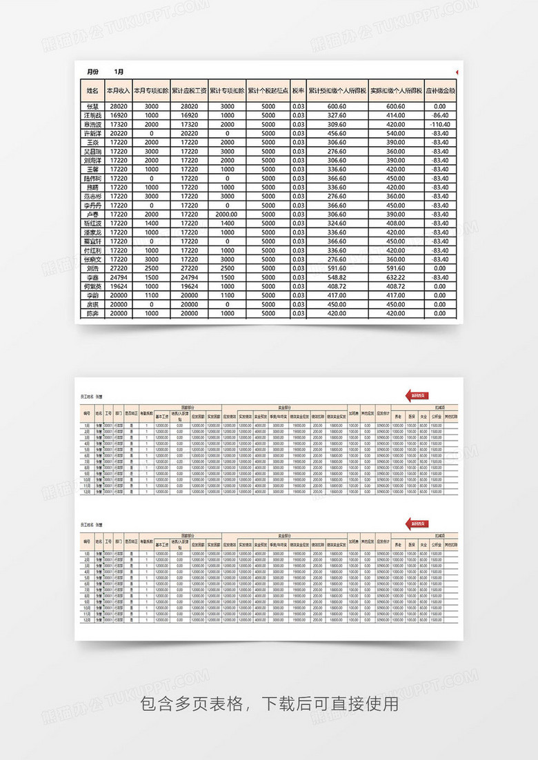 新版员工工资管理系统Excel模板下载-86资源网