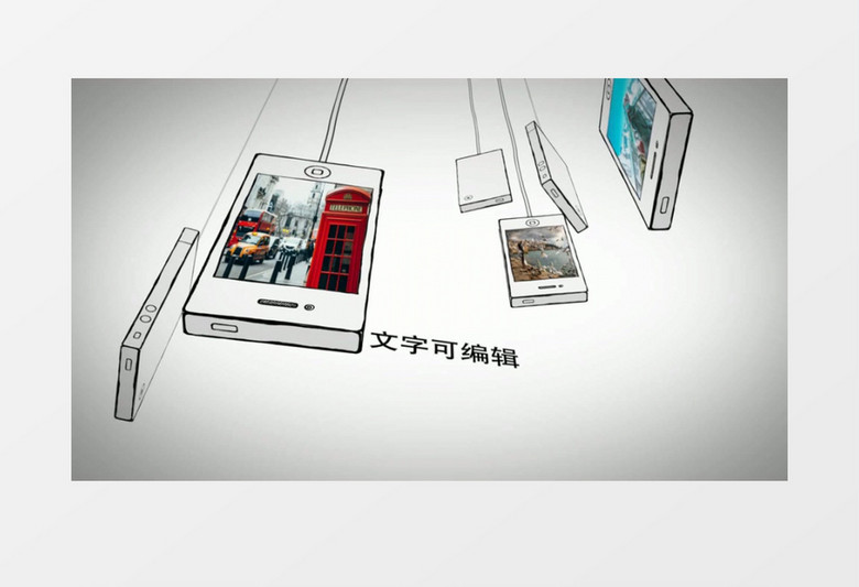 手绘线条手机展示图片三维立体震撼线条模板AE视频下载-86资源网