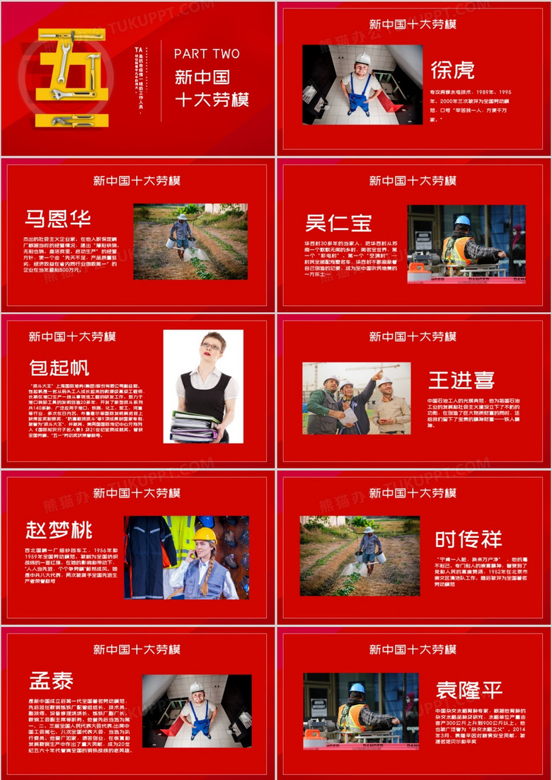 红色党政风劳动节介绍PPT模板no.2