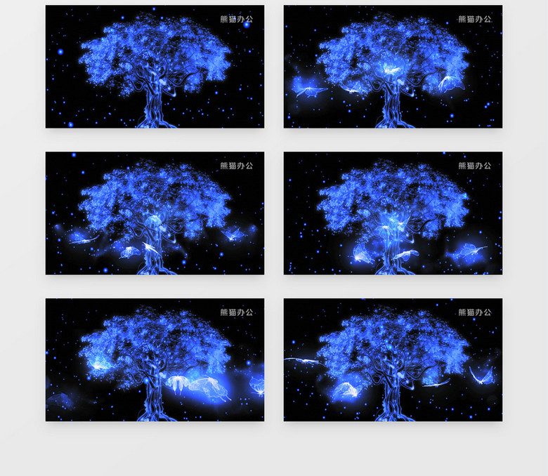 蓝光效蝴蝶树带音乐背景视频素材no.2