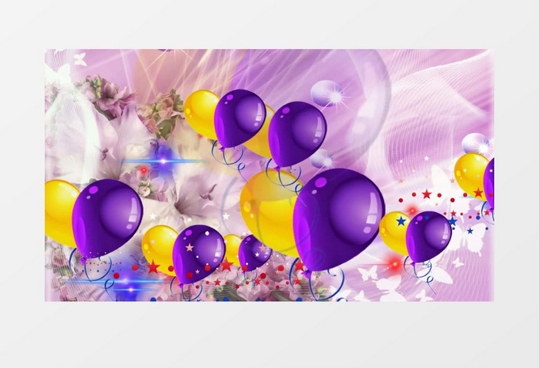 紫色气球 (有音乐)背景视频素材