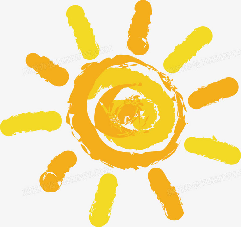 黄色儿童卡通手绘太阳免扣元素下载-86资源网