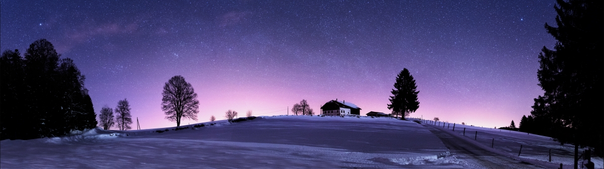 夜晚星空下的瑞士汝拉山4k高清风景壁纸下载5120×1440-86资源网